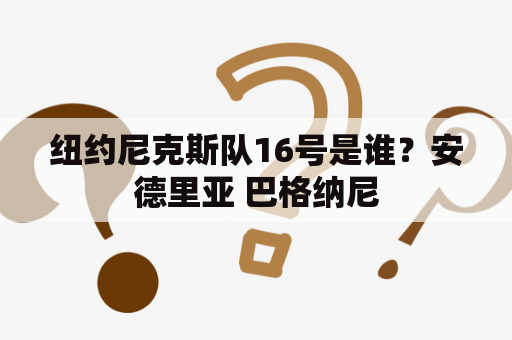 纽约尼克斯队16号是谁？安德里亚 巴格纳尼