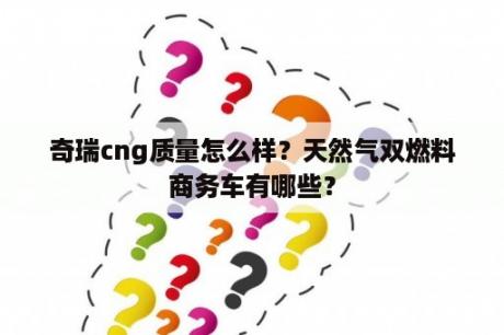 奇瑞cng质量怎么样？天然气双燃料商务车有哪些？