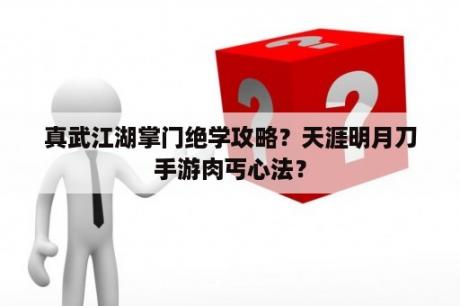 真武江湖掌门绝学攻略？天涯明月刀手游肉丐心法？