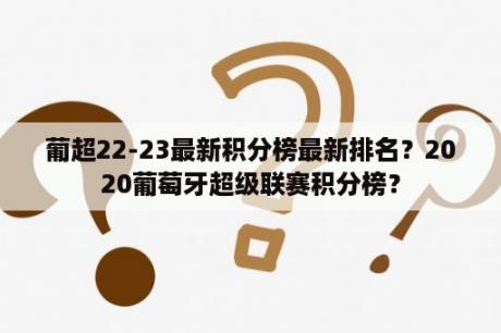 葡超22-23最新积分榜最新排名？2020葡萄牙超级联赛积分榜？