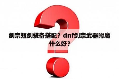 剑宗短剑装备搭配？dnf剑宗武器附魔什么好？