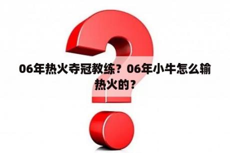 06年热火夺冠教练？06年小牛怎么输热火的？