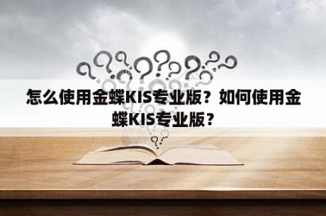 怎么使用金蝶KIS专业版？如何使用金蝶KIS专业版？