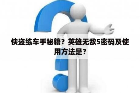 侠盗练车手秘籍？英雄无敌5密码及使用方法是？