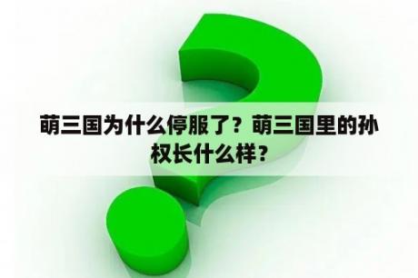 萌三国为什么停服了？萌三国里的孙权长什么样？