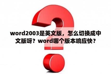 word2003是英文版，怎么切换成中文版呀？word哪个版本响应快？