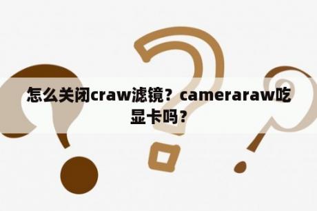 怎么关闭craw滤镜？cameraraw吃显卡吗？