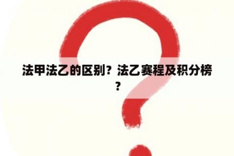 法甲法乙的区别？法乙赛程及积分榜？