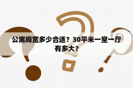 公寓间宽多少合适？30平米一室一厅有多大？