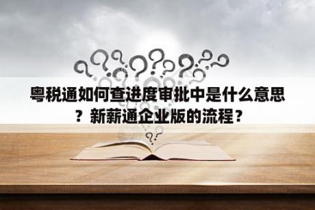 粤税通如何查进度审批中是什么意思？新薪通企业版的流程？