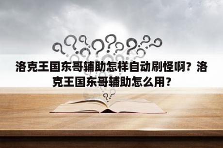 洛克王国东哥辅助怎样自动刷怪啊？洛克王国东哥辅助怎么用？