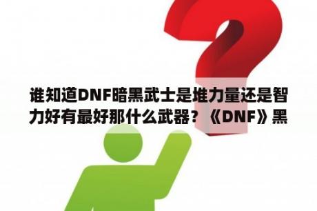 谁知道DNF暗黑武士是堆力量还是智力好有最好那什么武器？《DNF》黑暗武士buff换装介绍？