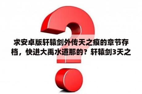 求安卓版轩辕剑外传天之痕的章节存档，快进大禹水道那的？轩辕剑3天之痕有几个结局？