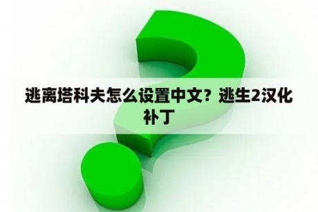 逃离塔科夫怎么设置中文？逃生2汉化补丁