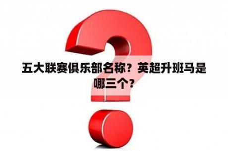 五大联赛俱乐部名称？英超升班马是哪三个？