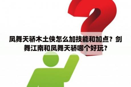 凤舞天骄木土侠怎么加技能和加点？剑舞江南和凤舞天骄哪个好玩？