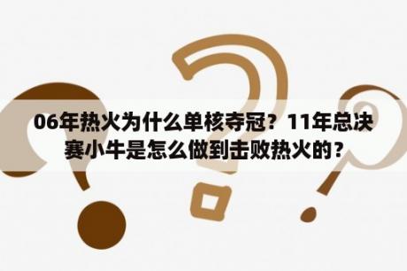 06年热火为什么单核夺冠？11年总决赛小牛是怎么做到击败热火的？