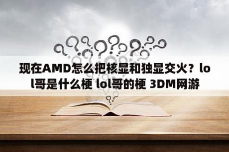 现在AMD怎么把核显和独显交火？lol哥是什么梗 lol哥的梗 3DM网游