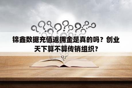 锦鑫数据充值返拥金是真的吗？创业天下算不算传销组织？