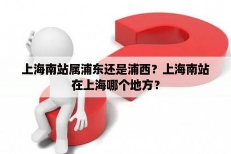 上海南站属浦东还是浦西？上海南站在上海哪个地方？