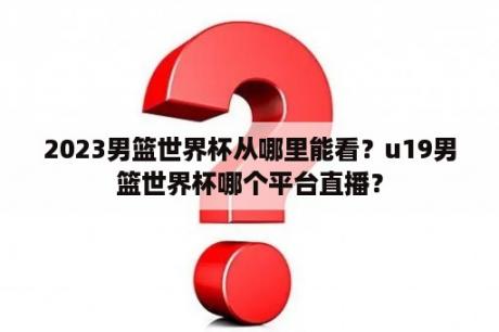 2023男篮世界杯从哪里能看？u19男篮世界杯哪个平台直播？