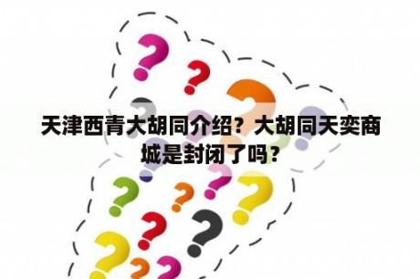 天津西青大胡同介绍？大胡同天奕商城是封闭了吗？