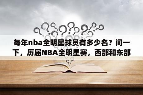 每年nba全明星球员有多少名？问一下，历届NBA全明星赛，西部和东部，哪个赢的次数多？