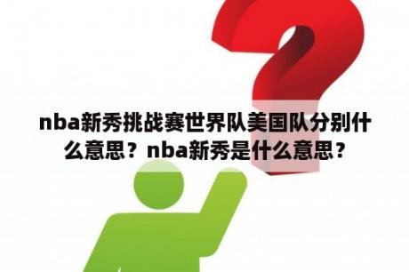 nba新秀挑战赛世界队美国队分别什么意思？nba新秀是什么意思？