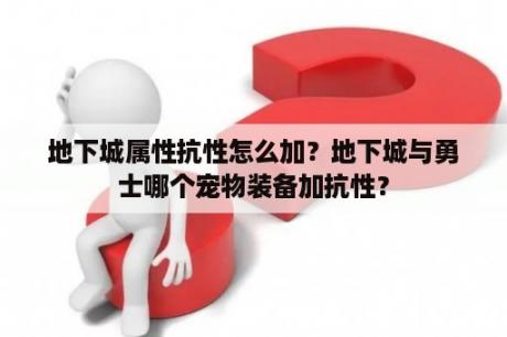 地下城属性抗性怎么加？地下城与勇士哪个宠物装备加抗性？