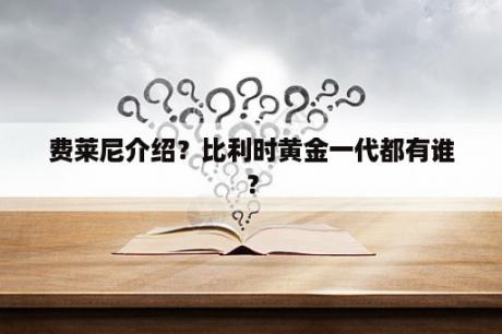 费莱尼介绍？比利时黄金一代都有谁？