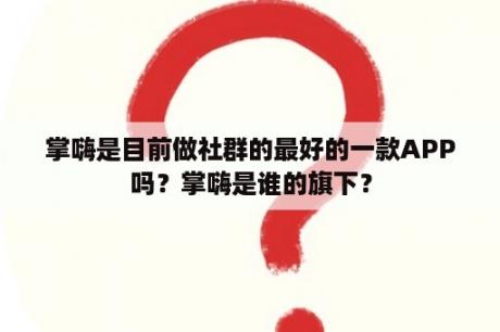 掌嗨是目前做社群的最好的一款APP吗？掌嗨是谁的旗下？