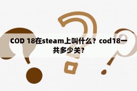 COD 18在steam上叫什么？cod18一共多少关？