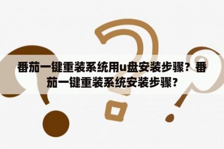 番茄一键重装系统用u盘安装步骤？番茄一键重装系统安装步骤？