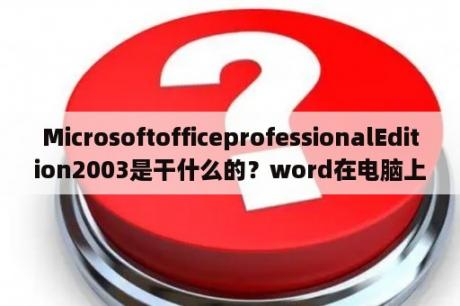 MicrosoftofficeprofessionalEdition2003是干什么的？word在电脑上怎么下不下来？