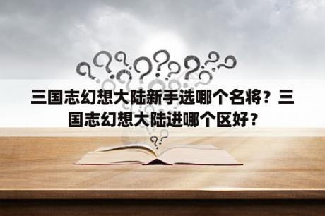 三国志幻想大陆新手选哪个名将？三国志幻想大陆进哪个区好？