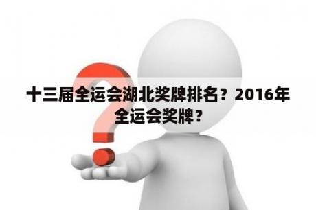 十三届全运会湖北奖牌排名？2016年全运会奖牌？