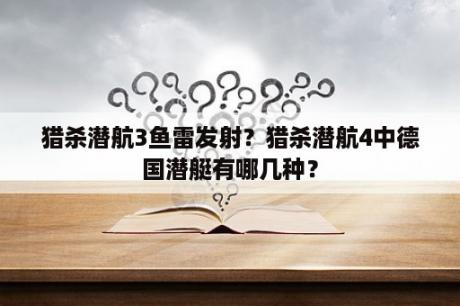 猎杀潜航3鱼雷发射？猎杀潜航4中德国潜艇有哪几种？