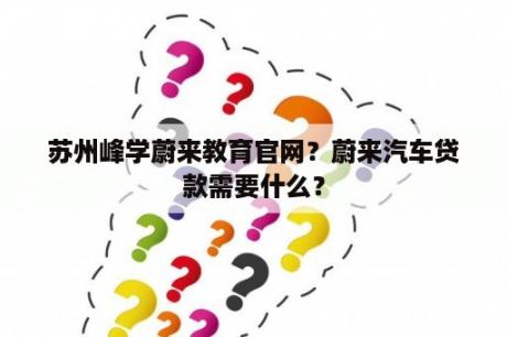 苏州峰学蔚来教育官网？蔚来汽车贷款需要什么？