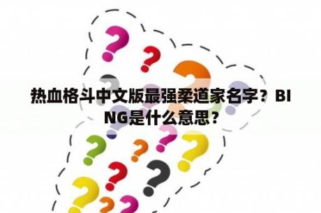 热血格斗中文版最强柔道家名字？BING是什么意思？