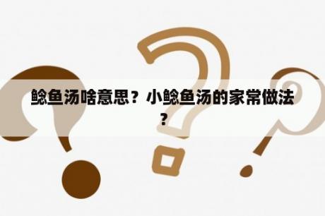 鲶鱼汤啥意思？小鲶鱼汤的家常做法？