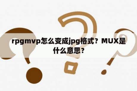 rpgmvp怎么变成jpg格式？MUX是什么意思？