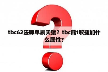 tbc62法师单刷天赋？tbc熊t敏捷加什么属性？