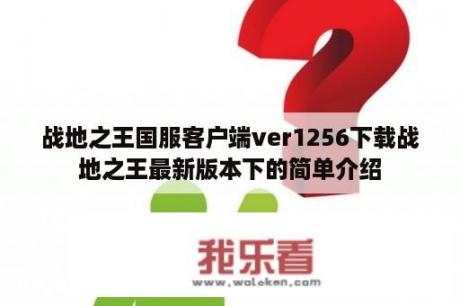 战地之王国服客户端ver1256下载战地之王最新版本下的简单介绍