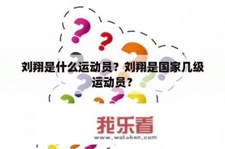 刘翔是什么运动员？刘翔是国家几级运动员？