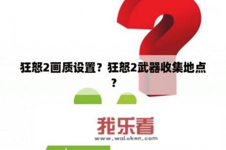 狂怒2画质设置？狂怒2武器收集地点？