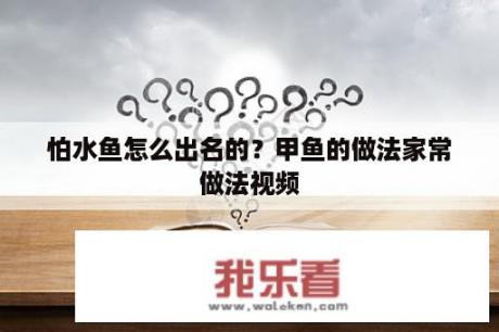 怕水鱼怎么出名的？甲鱼的做法家常做法视频