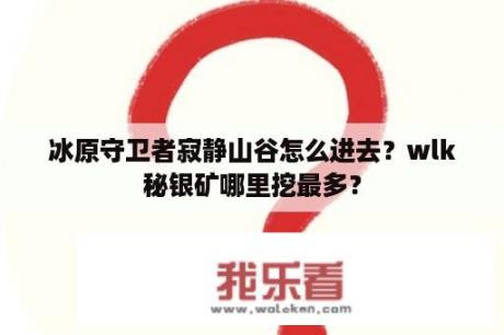 冰原守卫者寂静山谷怎么进去？wlk秘银矿哪里挖最多？