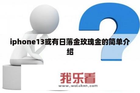 iphone13或有日落金玫瑰金的简单介绍