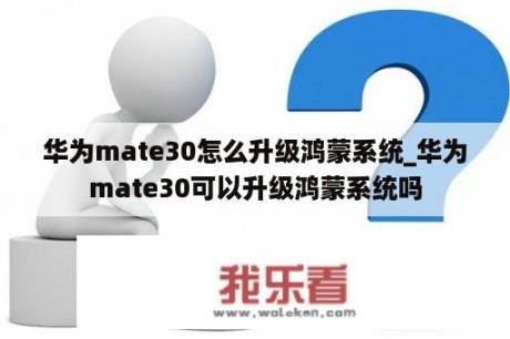 华为mate30怎么升级鸿蒙系统_华为mate30可以升级鸿蒙系统吗