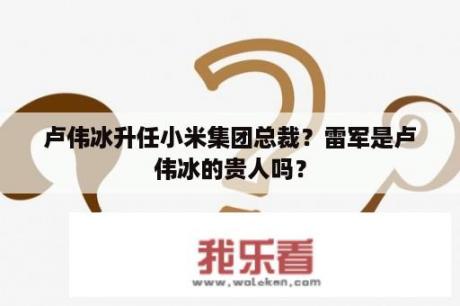 卢伟冰升任小米集团总裁？雷军是卢伟冰的贵人吗？